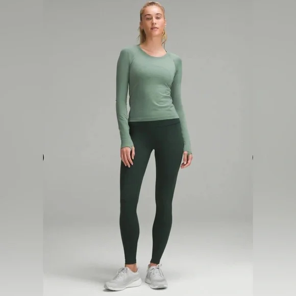 LIKE NEW Lululemon Wunder Train High-Rise 28” leggings tights 4 Legacy Green